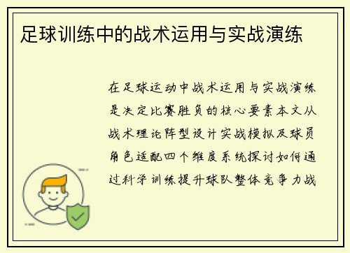足球训练中的战术运用与实战演练