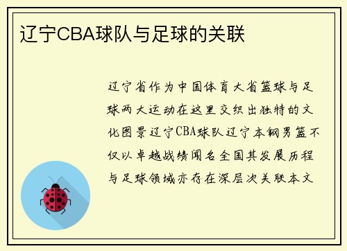 辽宁CBA球队与足球的关联